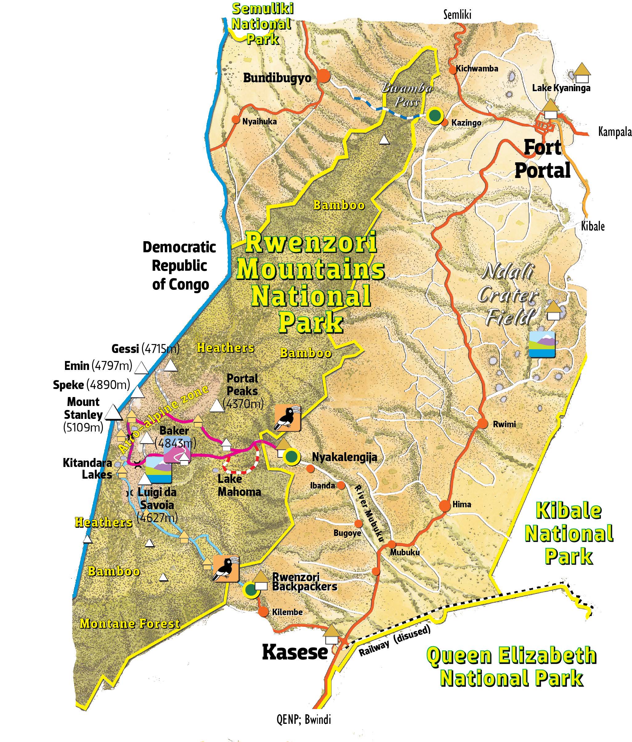 Map Of Mountain Rwenzori National Park